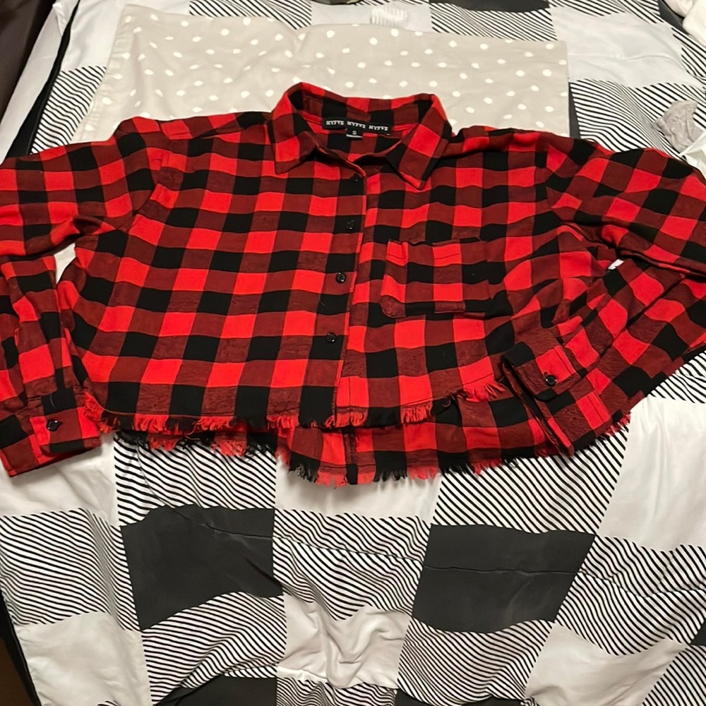 Red and black checkered crop top